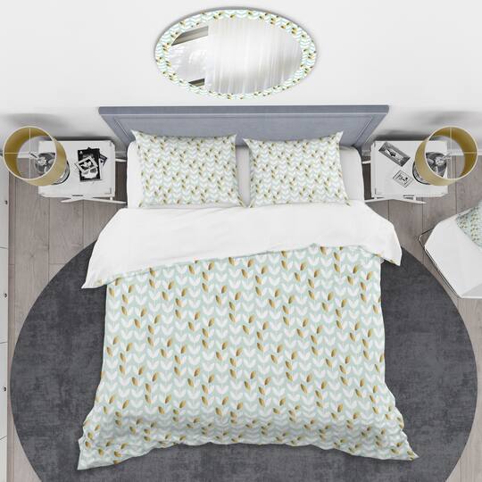 Designart 'Golden Foliage X' Mid-Century Duvet Cover Set